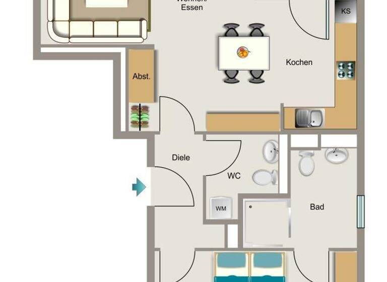 Wohnung zur Miete nur mit Wohnberechtigungsschein 456 € 2,5 Zimmer 61,3 m² 2. Geschoss frei ab 01.07.2026 Anna-Heinemann-Weg 27 Rüttenscheid Essen 45131