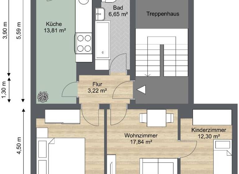Wohnung zur Miete 525 € 3 Zimmer 74,8 m²<br/>Wohnfläche 2.<br/>Geschoss Dr.-Scheider-Straße 23 Innenstadt Riesa 01589