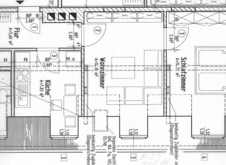 Wohnung zur Miete 260 € 2 Zimmer 38,3 m² 5. Geschoss Heinrich-Schütz-Straße 138 Yorckgebiet Chemnitz 09130