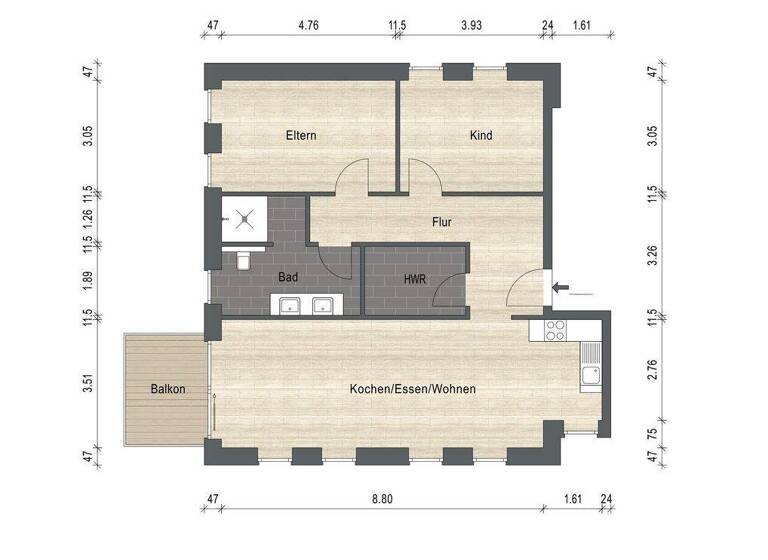 Wohnung zur Miete - Erstbezug 990 € 3 Zimmer 92,8 m² 1. Geschoss frei ab sofort Esens 26427