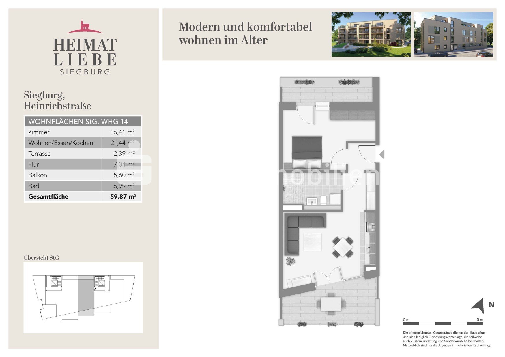 Wohnung zum Kauf 389.000 € 2 Zimmer 59,9 m²<br/>Wohnfläche EG<br/>Geschoss Wahllokal 62 Siegburg 53721