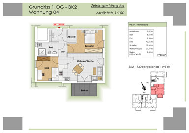 Wohnung zur Miete 423 € 3 Zimmer 77,1 m² Zeininger Weg 6a Wörth Wörth an der Donau 93086