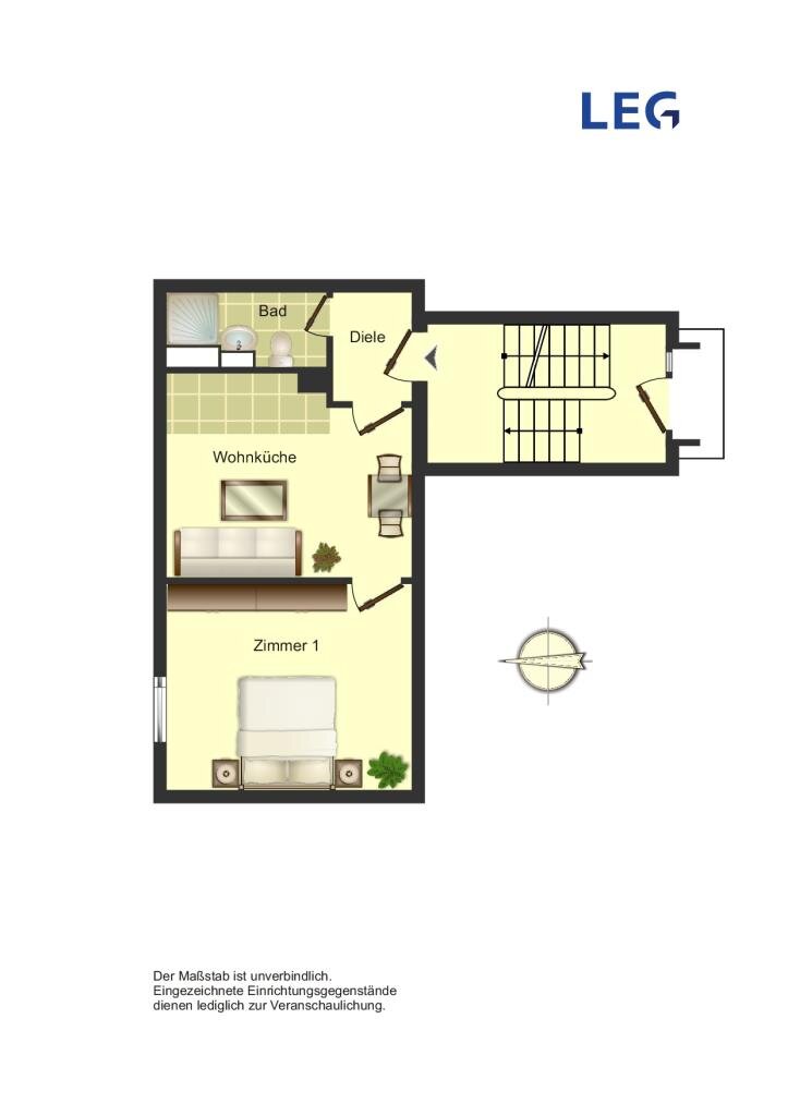 Wohnung zur Miete 319 € 2 Zimmer 33 m²<br/>Wohnfläche 1.<br/>Geschoss Overberger Straße 27 Rünthe Bergkamen 59192