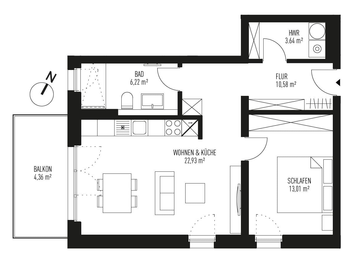 Wohnung zum Kauf provisionsfrei 309.774 € 2 Zimmer 60,7 m²<br/>Wohnfläche 3.<br/>Geschoss Zeesen Königs Wusterhausen 15711