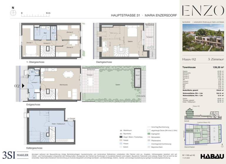 Stadthaus zum Kauf - Erstbezug 925.003 € 5 Zimmer 139,4 m² Hauptstraße 31 Maria Enzersdorf 2344