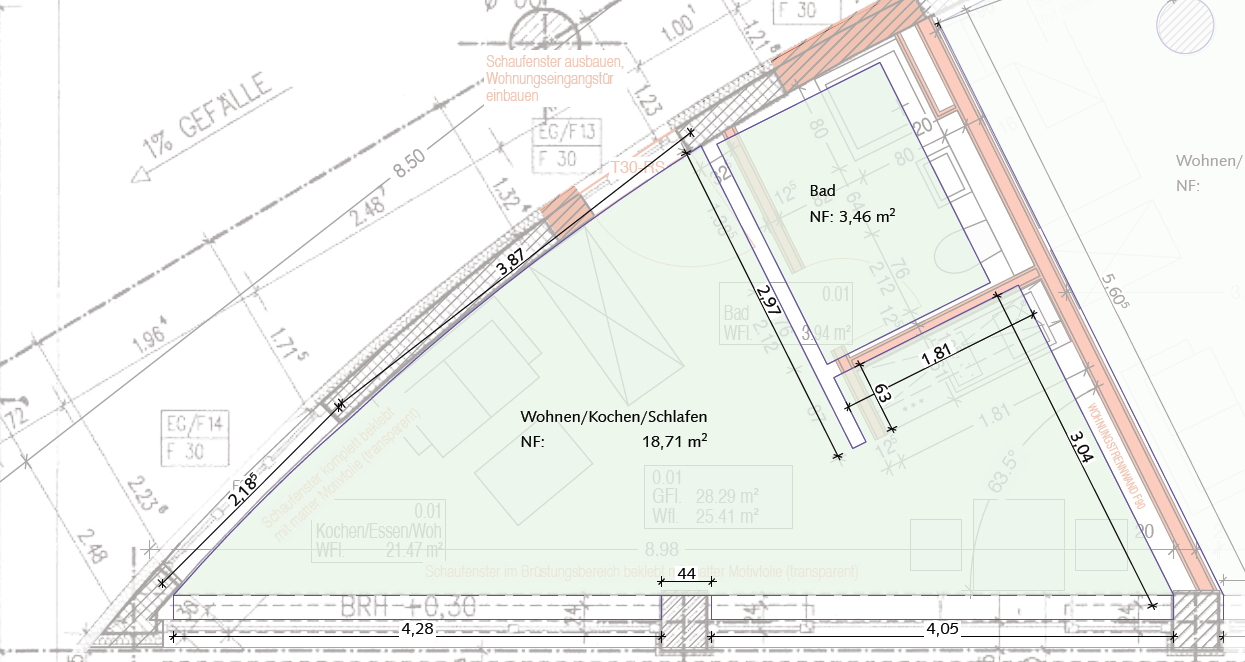 Studio zur Miete 270 € 1 Zimmer 22,2 m²<br/>Wohnfläche EG<br/>Geschoss ab sofort<br/>Verfügbarkeit Kurgartenstraße 18 Stadtpark / Stadtgrenze 20 Fürth 90762