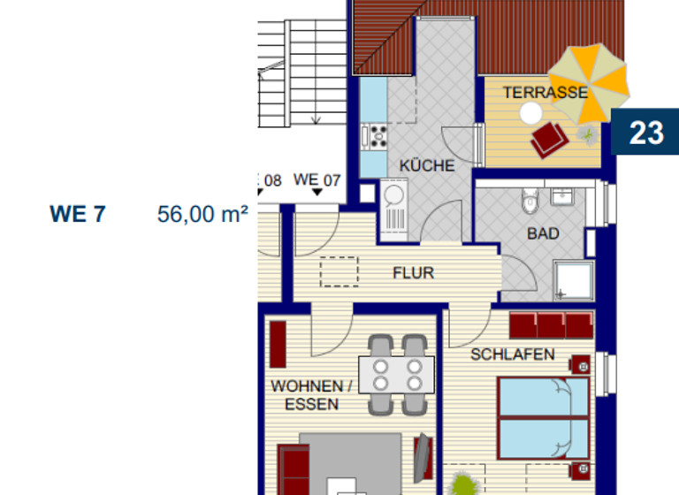 Terrassenwohnung zum Kauf 225.000 € 2 Zimmer 56 m² Geschoss 3/3 frei ab sofort Bielastraße 22 Böhlitz-Ehrenberg Leipzig 04178