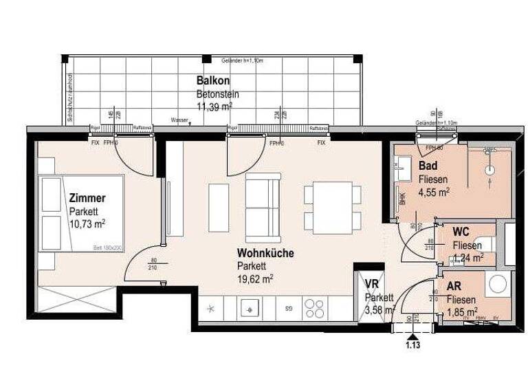 Wohnung zum Kauf 362.500 € 2 Zimmer 41,6 m² 2. Geschoss Siebenbrunnengasse 44 Wien 1050