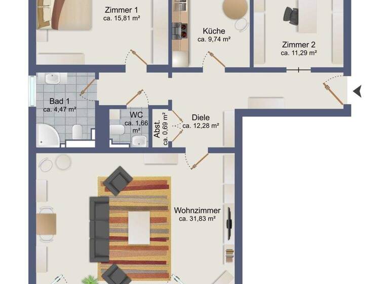 Wohnung zum Kauf 335.000 € 3 Zimmer 94,3 m² 2. Geschoss Rahlstedt Hamburg / Rahlstedt 22147