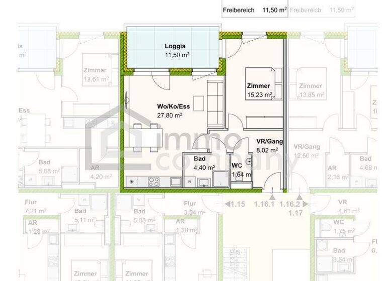 Wohnung zur Miete 827 € 2 Zimmer 57,1 m² 2. Geschoss frei ab 01.03.2026 Kalsdorf bei Graz 8401