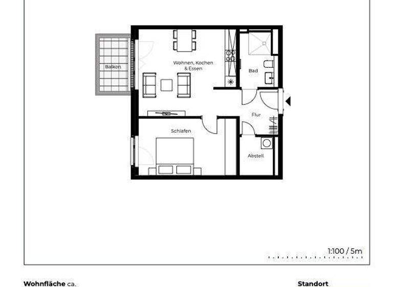 Wohnung zur Miete - Erstbezug 988 € 2 Zimmer 58,1 m² 2. Geschoss St. Lorenz Süd Lübeck 23558