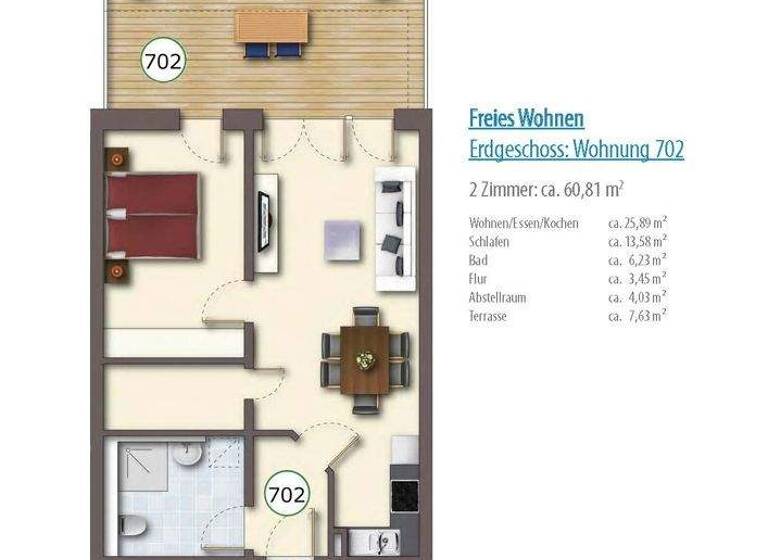 Wohnung zur Miete 805 € 2 Zimmer 60,8 m² EG Danziger Ring 3/1 Brackenheim 74336