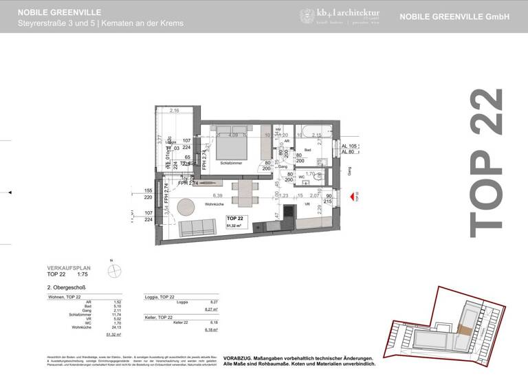 Wohnung zum Kauf - Erstbezug 219.000 € 2 Zimmer 51,3 m² 2. Geschoss Kematen an der Krems 4531