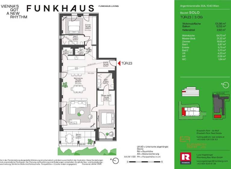 Wohnung zum Kauf - Erstbezug 1.590.000 € 3 Zimmer 131,9 m² frei ab 01.12.2027 Argentinierstraße 30 Wien 1040