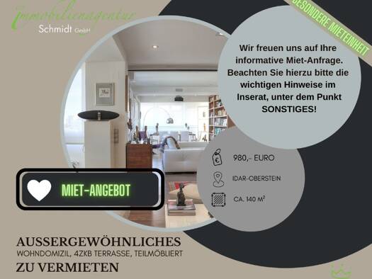 Terrassenwohnung zur Miete 980 € 4 Zimmer 140 m² Idar-Oberstein 55743