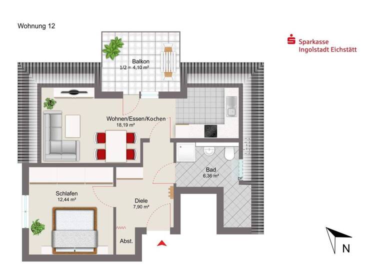 Wohnung zum Kauf provisionsfrei 319.000 € 2 Zimmer 49 m² Ringsee Ingolstadt 85053