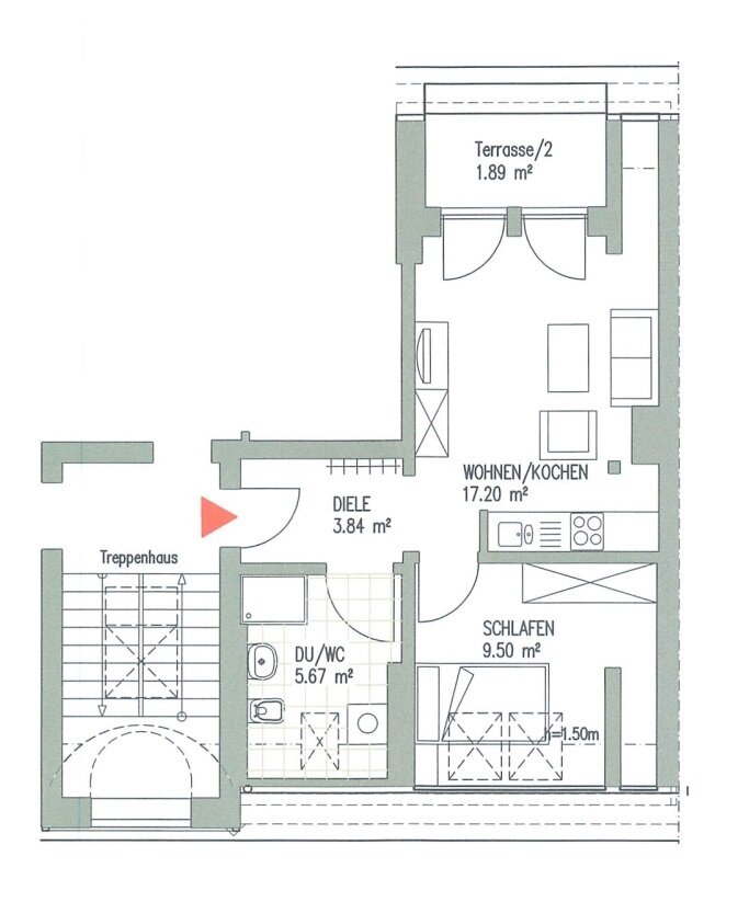 Wohnung zur Miete 724 € 2 Zimmer 38,1 m²<br/>Wohnfläche 4.<br/>Geschoss 01.02.2025<br/>Verfügbarkeit Delitzscher Straße 140 Eutritzsch Leipzig 04129