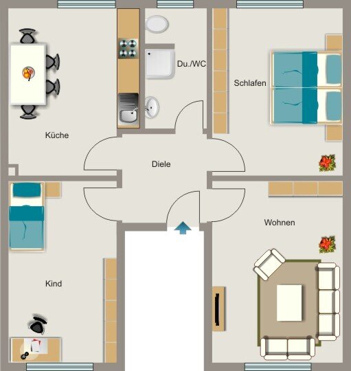 Wohnung zur Miete 508 € 3,5 Zimmer 65,1 m²<br/>Wohnfläche EG<br/>Geschoss 01.02.2025<br/>Verfügbarkeit Bahnhofstraße 179 Vierlinden Duisburg 47178