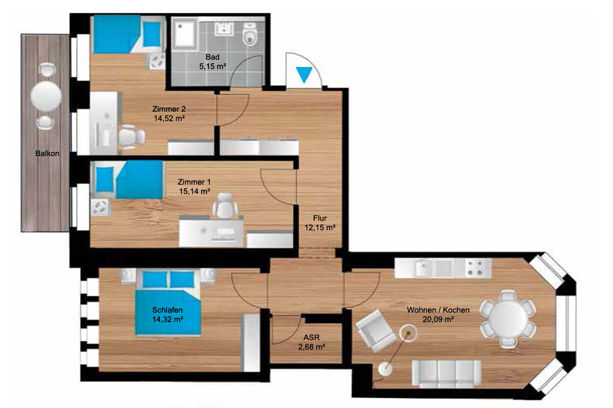 Wohnung zur Miete 940 € 3,5 Zimmer 89,3 m²<br/>Wohnfläche 2.<br/>Geschoss Dorfstraße 1 Saalhausen Freital / Saalhausen 01705