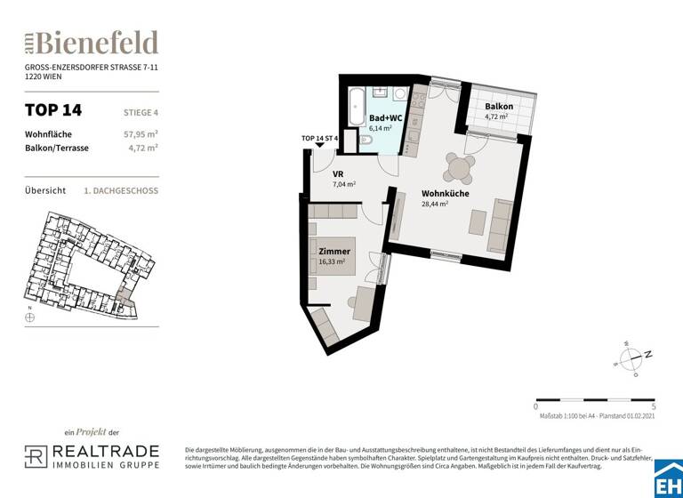 Wohnung zum Kauf - Erstbezug 302.100 € 2 Zimmer 58 m² 2. Geschoss Groß-Enzersdorfer Straße Wien 1220