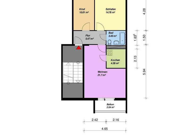 Wohnung zur Miete 384 € 3 Zimmer 61,9 m² 5. Geschoss Salvador-Allende-Str. 37 Oststadt Neubrandenburg 17036