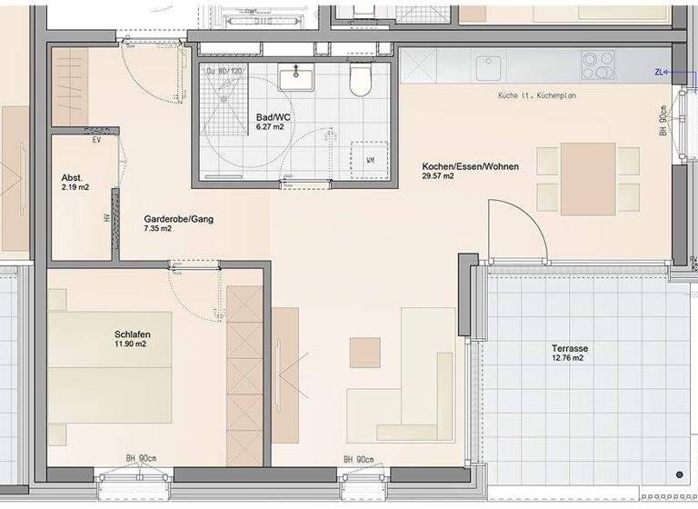 Terrassenwohnung zum Kauf - Erstbezug provisionsfrei 419.000 € 2 Zimmer 57,3 m² 2. Geschoss Wichnerstraße 34 Lustenau 6890