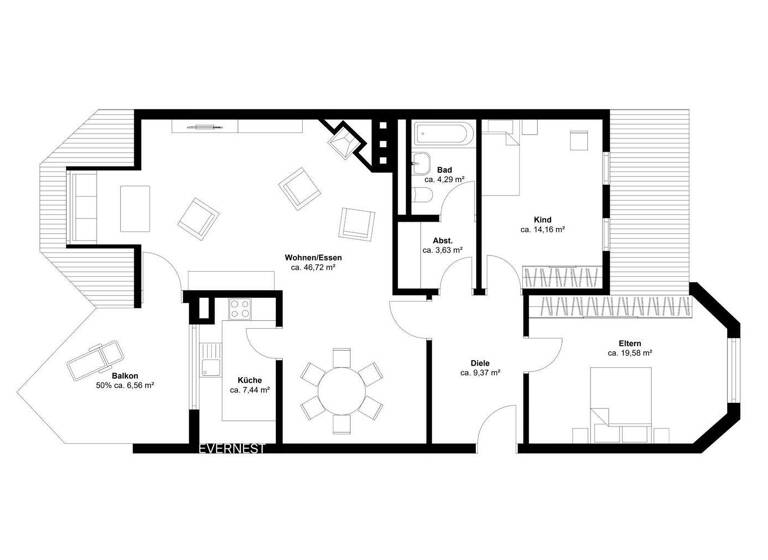 Studio zum Kauf 286.000 € 3 Zimmer 89 m² 3. Geschoss Frankenforst Bergisch Gladbach 51427