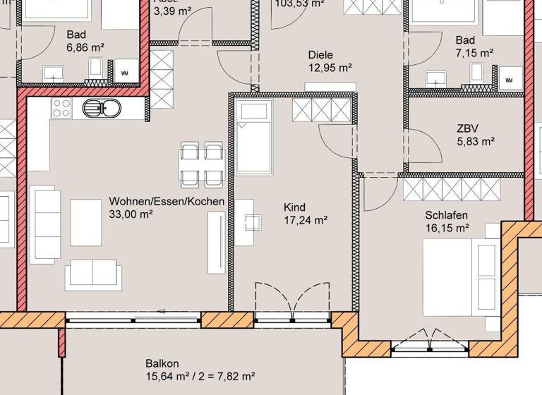 Wohnung zur Miete - Erstbezug 1.243 € 3 Zimmer 103,5 m² 1. Geschoss frei ab 01.06.2026 Öderfeldstraße 11 Töging Töging a.Inn 84513