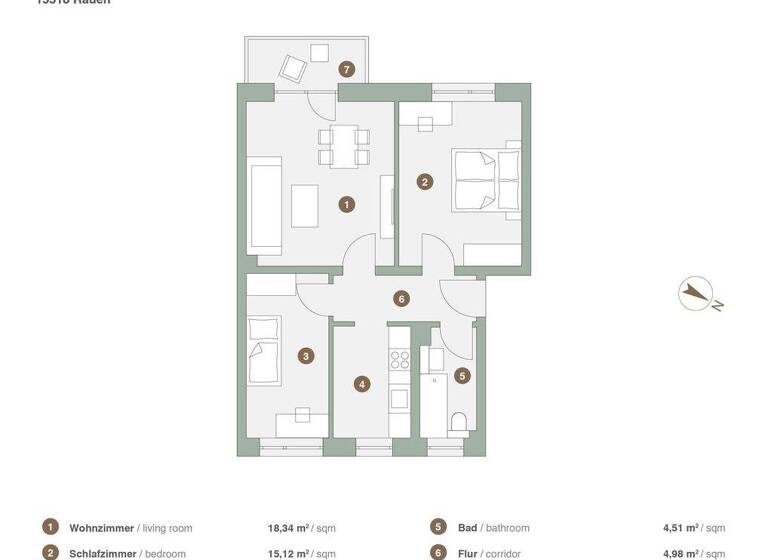Wohnung zum Kauf provisionsfrei 120.000 € 3 Zimmer 62 m² 2. Geschoss Rauen 15518