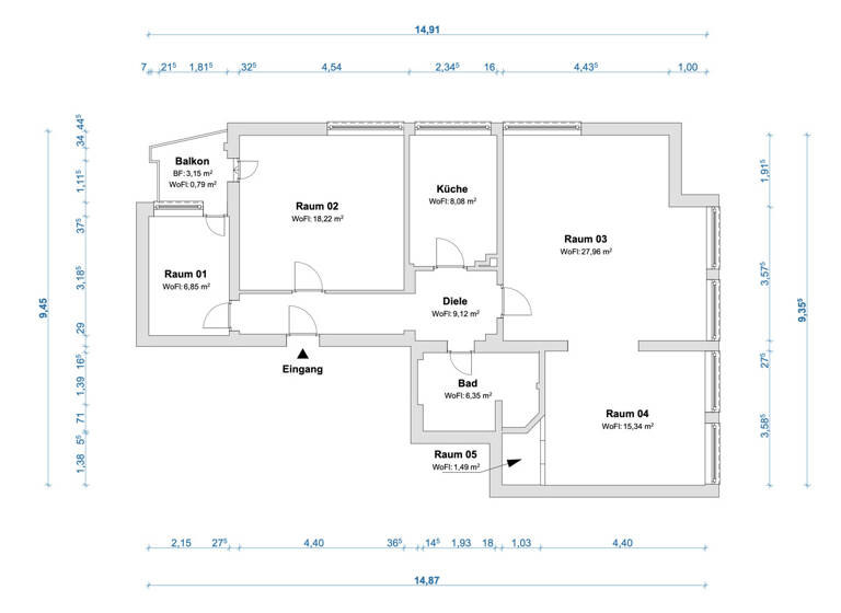 Wohnung zum Kauf 249.900 € 3,5 Zimmer 94,2 m² 1. Geschoss Findorff-Bürgerweide Bremen 28215