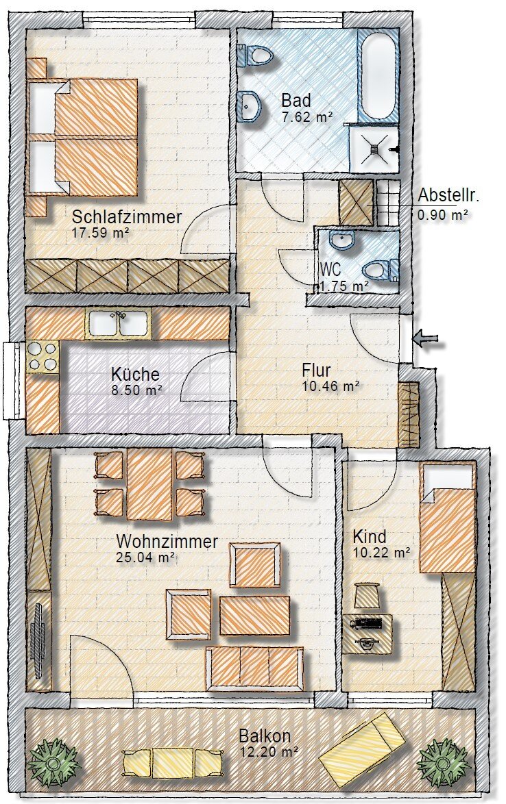 Wohnung zum Kauf 245.000 € 3 Zimmer 88 m²<br/>Wohnfläche Ledeburg Hannover / Burg 30419