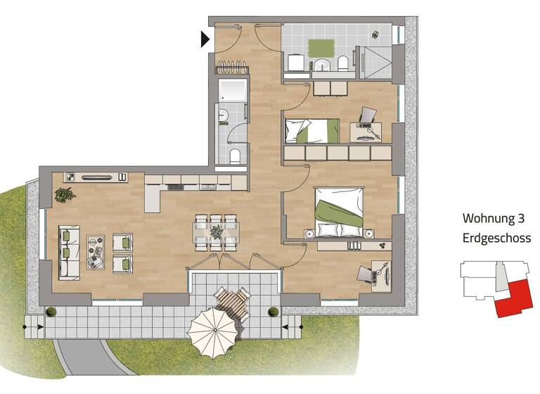 Wohnung zum Kauf provisionsfrei 511.850 € 3 Zimmer 100 m² EG Anna-Sammet-Straße 4 Käfertal Mannheim 68309