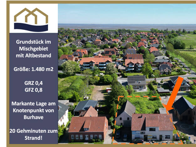 Grundstück zum Kauf 199.000 € 1.480 m² Grundstück Butjadinger Straße 20 Burhave Butjadingen 26969
