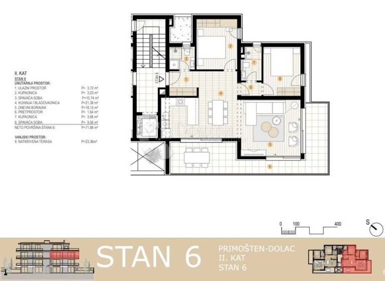 Wohnung zum Kauf 442.000 € 3 Zimmer 86 m² 2. Geschoss Primosten