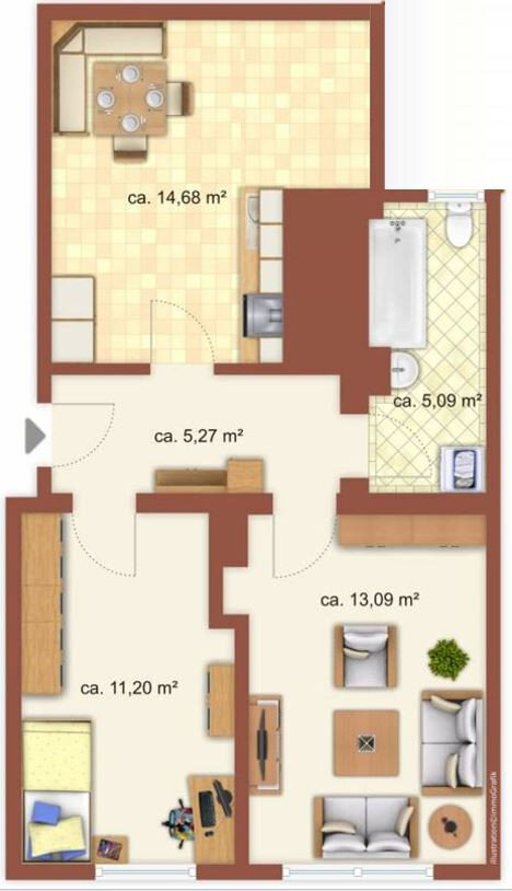 Wohnung zur Miete 400 € 2 Zimmer 52,8 m²<br/>Wohnfläche 3.<br/>Geschoss Freiimfelder Str. 92 Freiimfelde / Kanenaer Weg Halle 06112