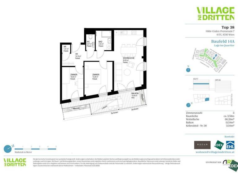 Wohnung zum Kauf 507.600 € 3 Zimmer 66,3 m² 4. Geschoss Wien 1030