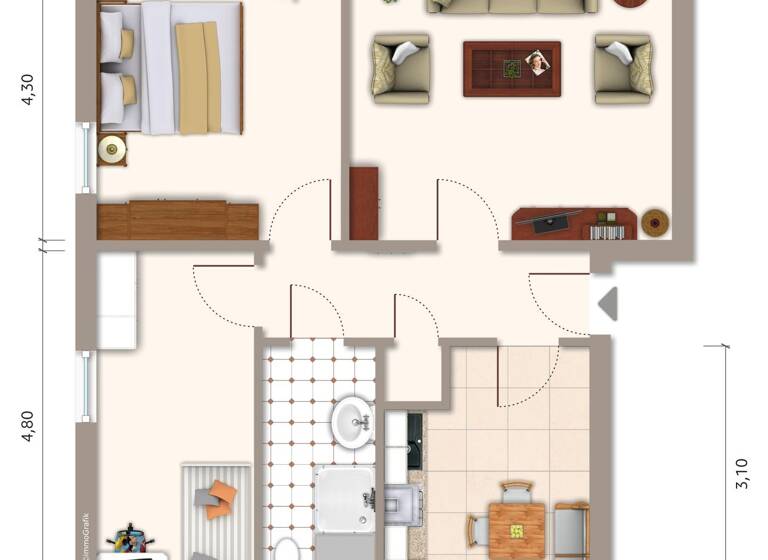 Studio zur Miete 365 € 1 Zimmer 1. Geschoss frei ab sofort Ronneburg 07580