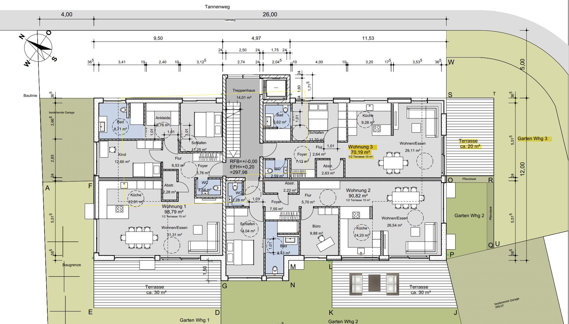 Terrassenwohnung zum Kauf provisionsfrei 458.500 € 3 Zimmer 81 m²<br/>Wohnfläche EG<br/>Geschoss ab sofort<br/>Verfügbarkeit Tannenweg 10 Lerchenberg / Lohwiesen Nürtingen 72622