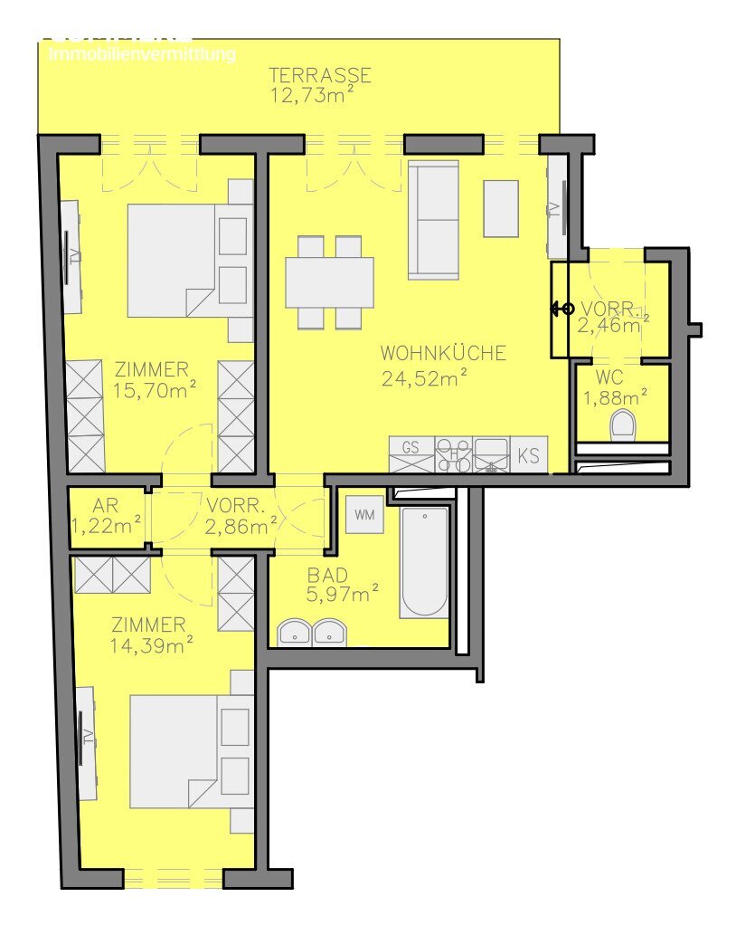 Wohnung zum Kauf 537.900 € 3 Zimmer 68,8 m²<br/>Wohnfläche EG<br/>Geschoss Wien 1180