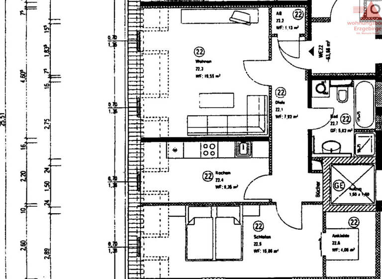Wohnung zum Kauf 325.000 € 2 Zimmer 63,7 m²<br/>Wohnfläche Zentrum-West Leipzig / Leipzig Zentrum-West 04109
