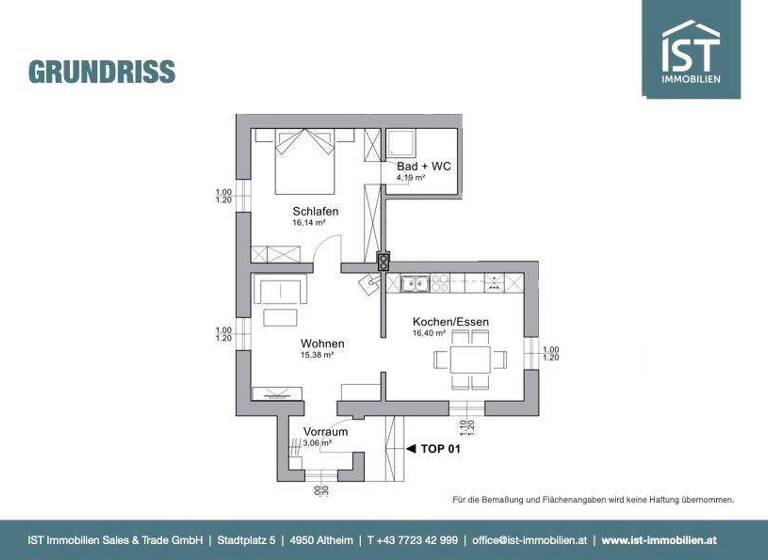 Wohnung zur Miete 522 € 2 Zimmer 55 m² EG frei ab sofort Kirchdorf am Inn 4982
