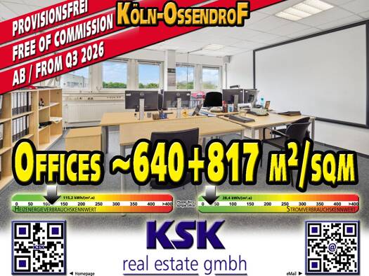 Bürofläche zur Miete provisionsfrei 1.457 m² Bürofläche teilbar von 640 m² bis 1.457 m² Ossendorf Köln 50827