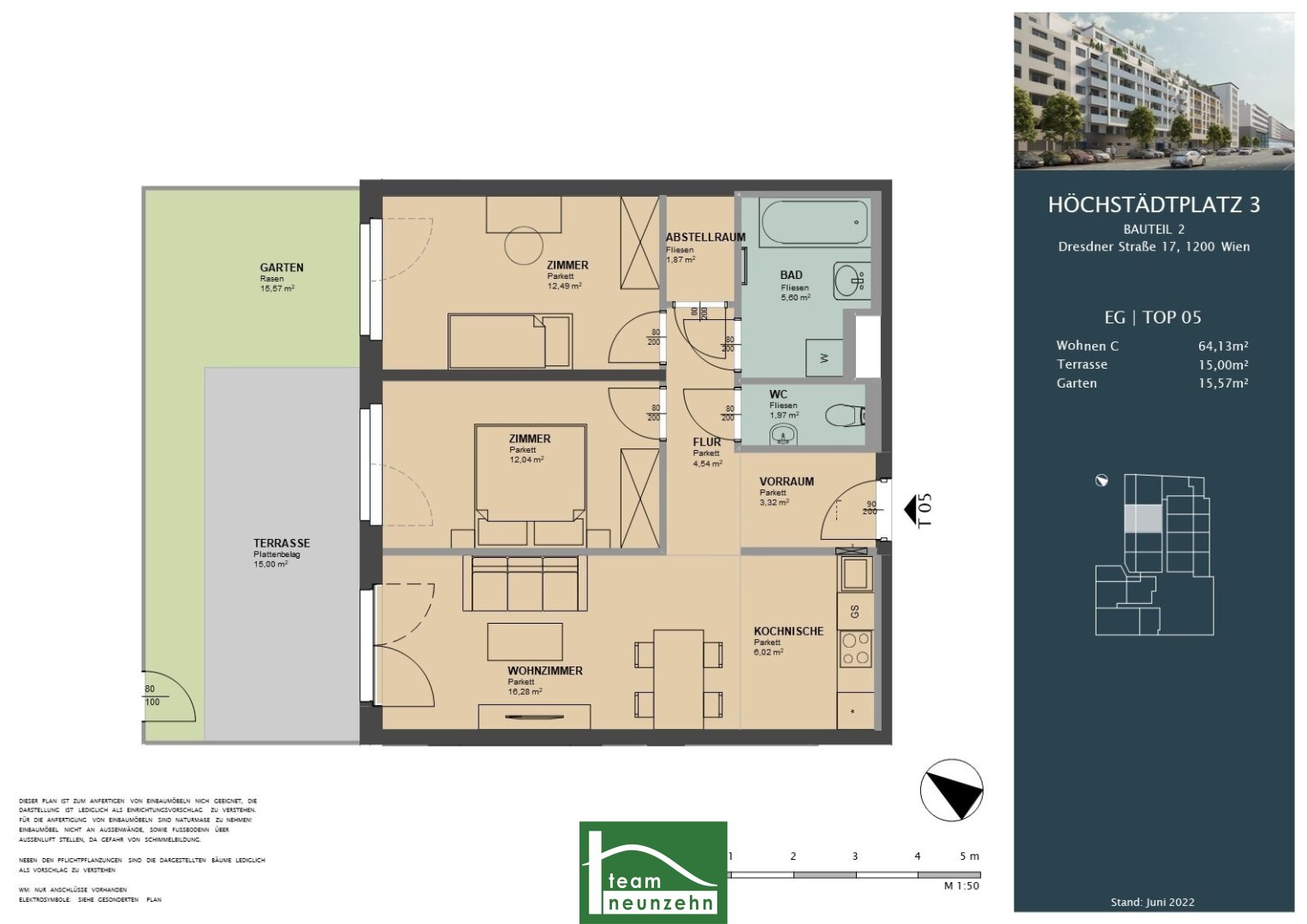 Wohnung zur Miete 1.181 € 3 Zimmer 64,5 m²<br/>Wohnfläche EG<br/>Geschoss Dresdner Straße 17 Wien,Brigittenau 1200