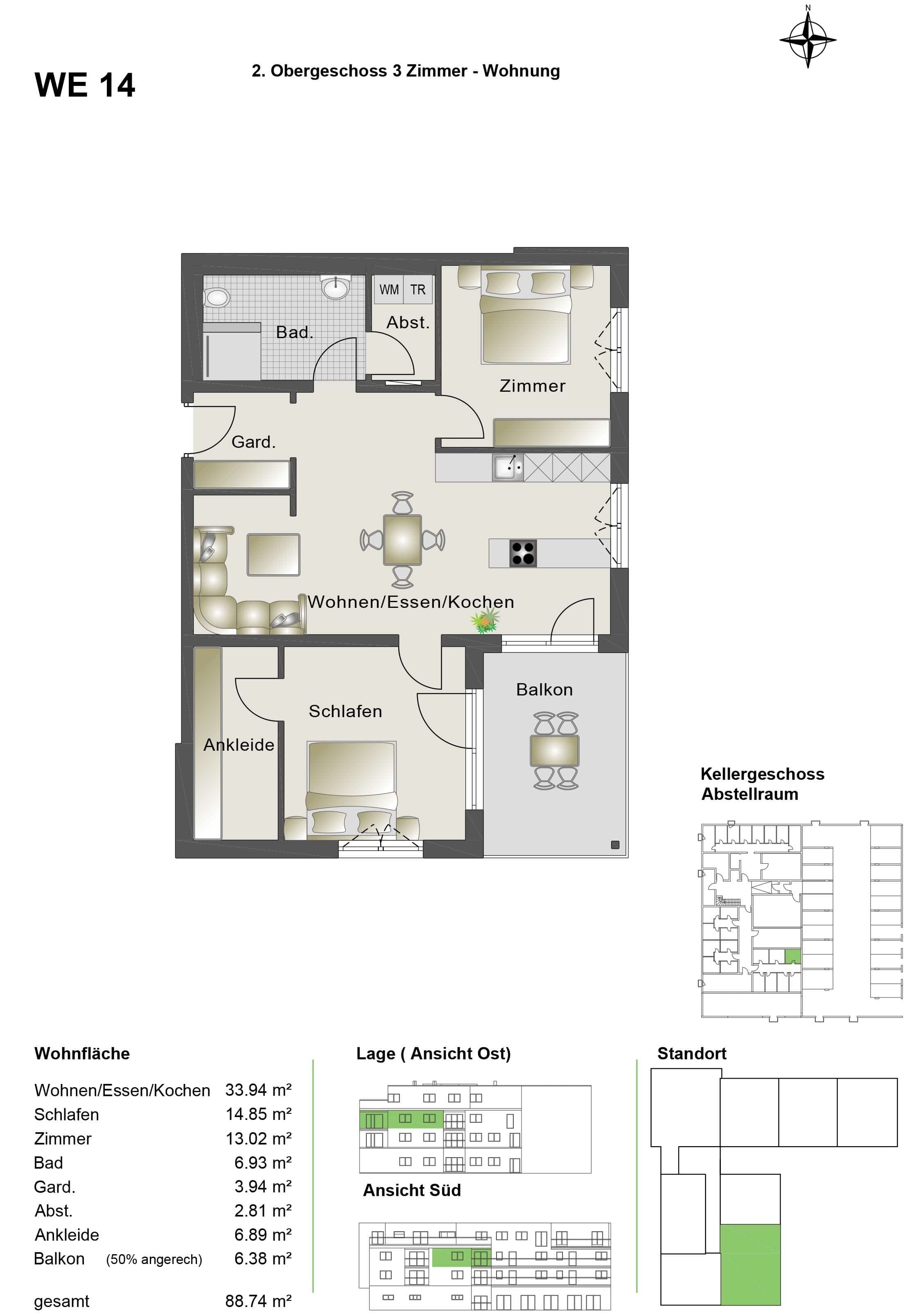 Wohnung zum Kauf provisionsfrei 429.000 € 3 Zimmer 88,7 m²<br/>Wohnfläche 2.<br/>Geschoss Narnberg Traunreut 83301