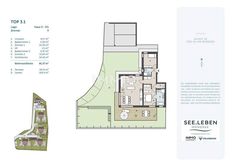 Wohnung zum Kauf - Erstbezug provisionsfrei 950.000 € 3 Zimmer 81,4 m² EG Innerschwand am Mondsee 5310