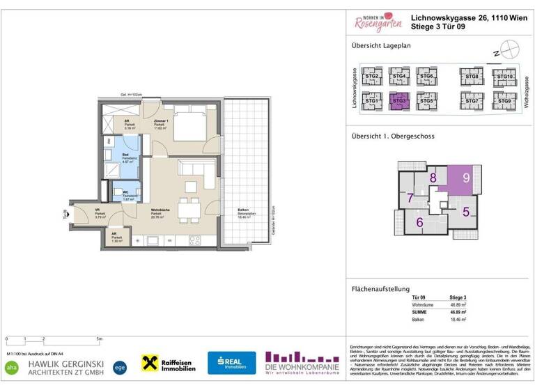 Wohnung zum Kauf - Erstbezug provisionsfrei 251.193 € 2 Zimmer 46,9 m² 1. Geschoss Lichnowskygasse 26 Wien 1110
