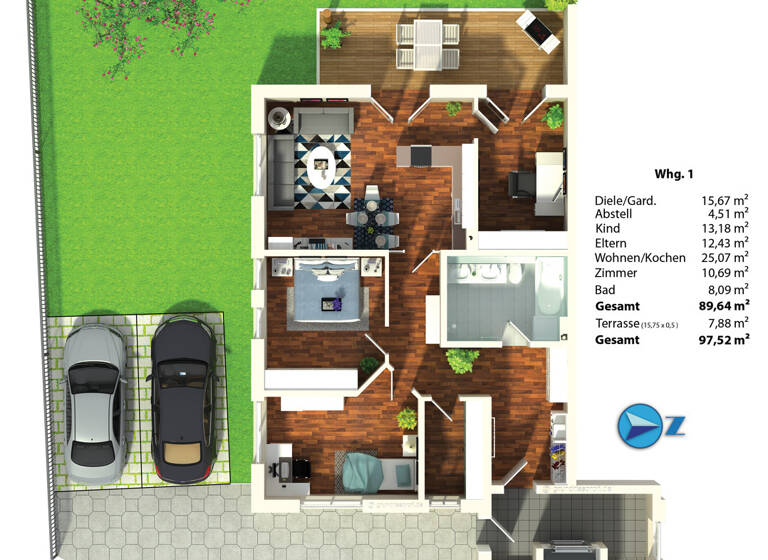 Terrassenwohnung zum Kauf provisionsfrei 559.100 € 4 Zimmer 97,5 m² Ampfing 84539
