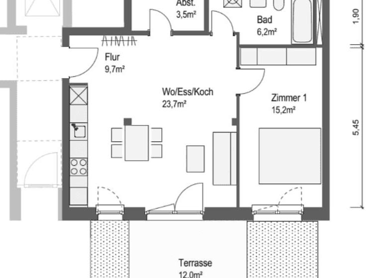 Wohnung zur Miete 934 € 2 Zimmer 64,3 m²<br/>Wohnfläche EG<br/>Geschoss 01.06.2025<br/>Verfügbarkeit John-F.-Kennedy-Boulevard 8 Bamberg Bamberg 96052