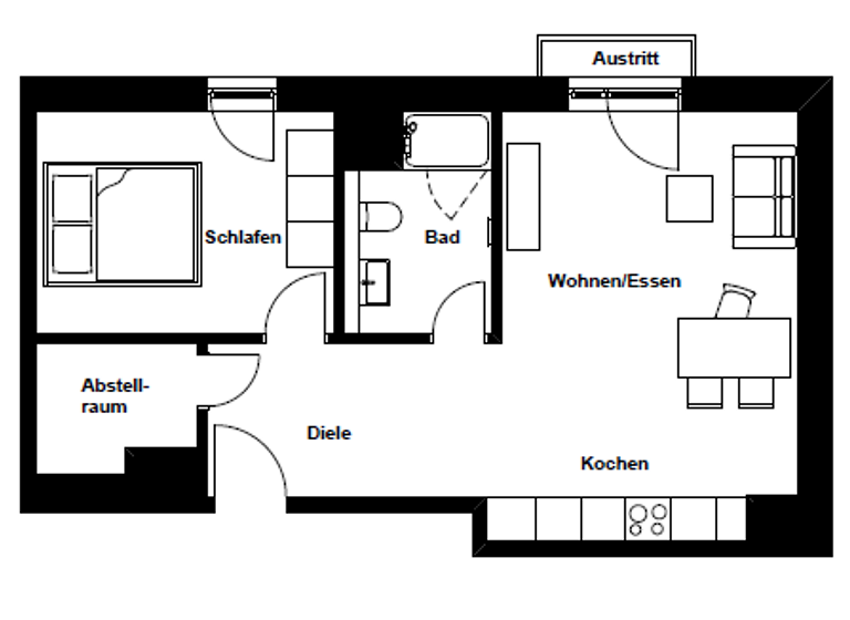 Wohnung zur Miete 1.220 € 2 Zimmer 51,7 m² 3. Geschoss Wandalenweg 5 Hammerbrook Hamburg 20097
