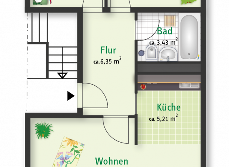 Wohnung zur Miete 420 € 3 Zimmer 55,8 m² 4. Geschoss Veszpremer Str. 12 Südstadt Halle 06130